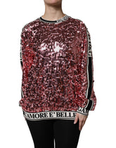 Dolce & Gabbana Pink DG Queen Sequin Pullover Sweater